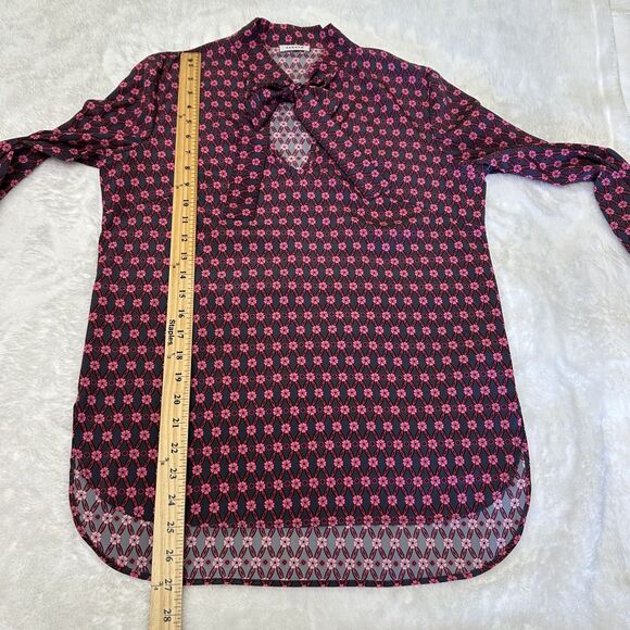 P.A.R.O.S.H. Women’s Pink Floral Long Sleeve Tie Neck Silk Blouse Sz M Italy - Picture 10 of 11